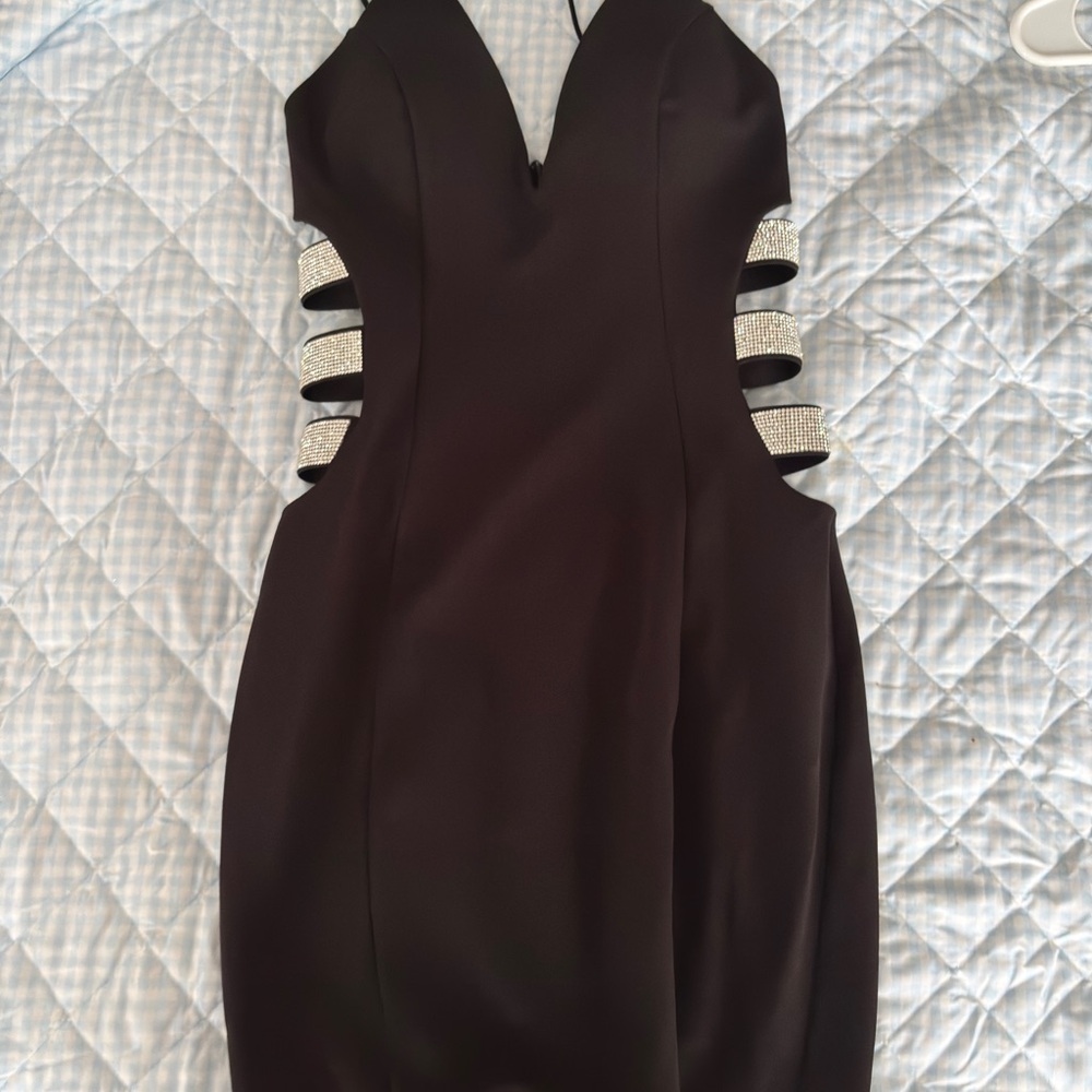 Windsor Black Backless Dress with Silver Details